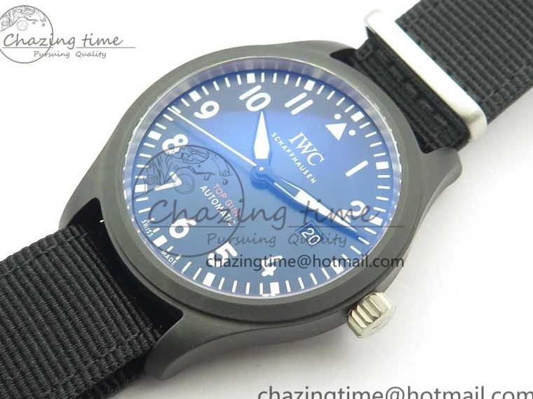 MIROTIME 1222 Pilot IW326901 Real Ceramic MK 1:1 Best Edition Black Dial On Nylon Strap MIYOTA FastDry 7126